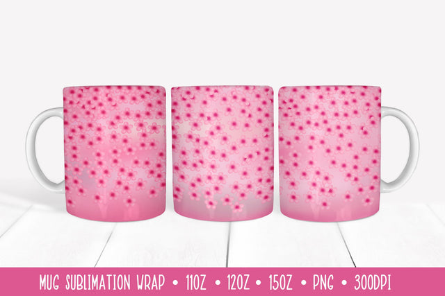 Spring Flowers Mug Sublimation Design. Pink Floral Mug Wrap Sublimation LaBelezoka 