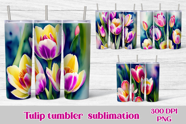 Spring flowers tumbler wrap | Tulip tumbler sublimation Sublimation Svetana Studio 