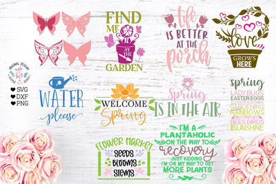 Spring Garden Cut Files Bundle - 10 Designs in SVG, DXF and PNG SVG Graphic House Design 