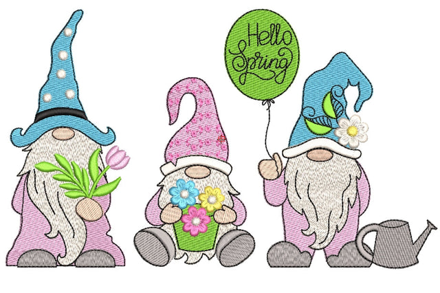 Spring gnomes embroidery designs, holiday embroidery designs, 3 sizes, Instant download Embroidery/Applique DESIGNS ArtEMByNatalia 