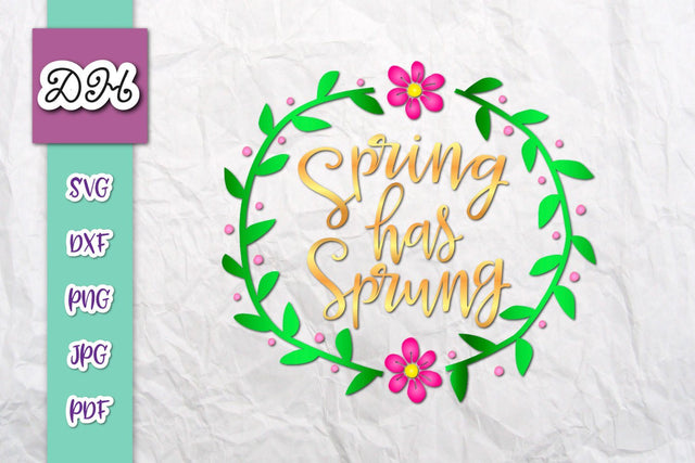 Spring Has Sprung Flower Wreath Print & Cut SVG Digitals by Hanna 