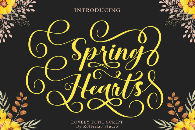 Spring Hearts Font Rotterlab studio 