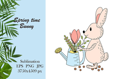 Spring illustration - bunny sublimation png Sublimation LuckyTurtleArt 