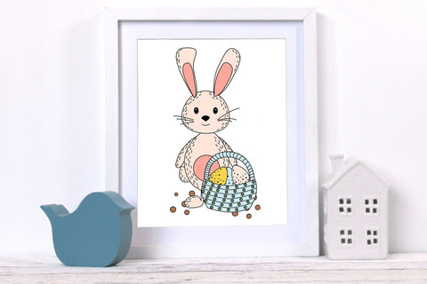 Spring illustration - bunny with basket sublimation png Sublimation LuckyTurtleArt 