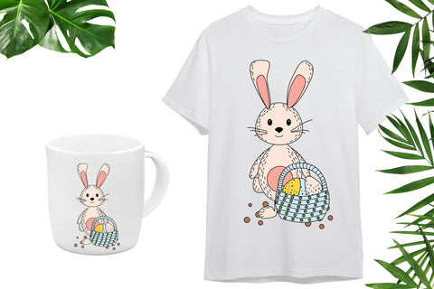 Spring illustration - bunny with basket sublimation png Sublimation LuckyTurtleArt 