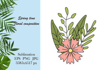 Spring illustration - floral composition sublimation png Sublimation LuckyTurtleArt 