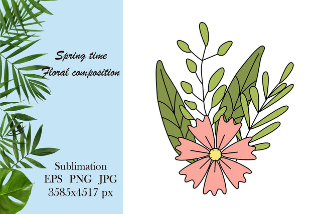 Spring illustration - floral composition sublimation png Sublimation LuckyTurtleArt 
