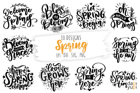 Spring Lettering Quotes Bundle SVG dapiyupi store 