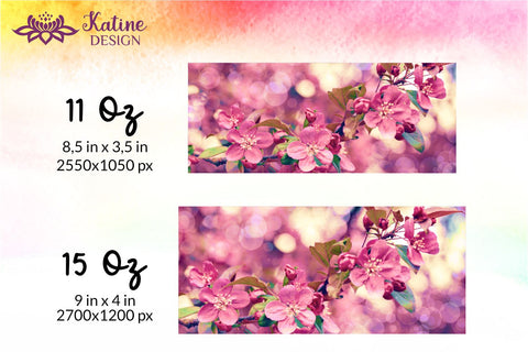 Spring Mug, Spring Mug Wrap, Spring Flowers, Flower Mug, Floral Mug, Sublimation Mug, Mug Sublimation Design, Coffee Cup Sublimation, Coffee Mug Sublimation Designs. 11 Oz and 15 Oz PNG file Sublimation KatineDesign 