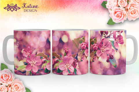 Spring Mug, Spring Mug Wrap, Spring Flowers, Flower Mug, Floral Mug, Sublimation Mug, Mug Sublimation Design, Coffee Cup Sublimation, Coffee Mug Sublimation Designs. 11 Oz and 15 Oz PNG file Sublimation KatineDesign 