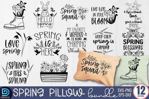 Spring Pillow SVG Bundle, Spring SVG Bundle SVG DESIGNISTIC 