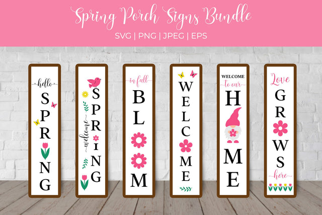 Spring Porch Sign SVG Bundle. Vertical front signs. SVG LaBelezoka 