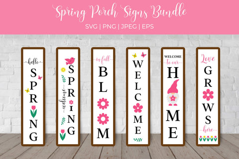 Spring Porch Sign SVG Bundle. Vertical front signs. SVG LaBelezoka 
