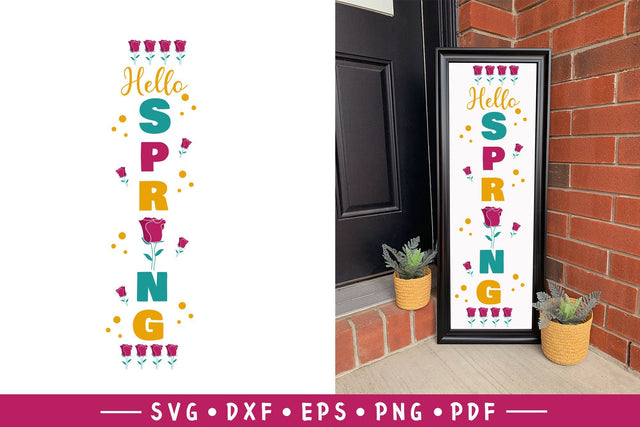 Spring Porch Sign SVG - Floral Sign SVG - Hello Spring SVG CraftLabSVG 