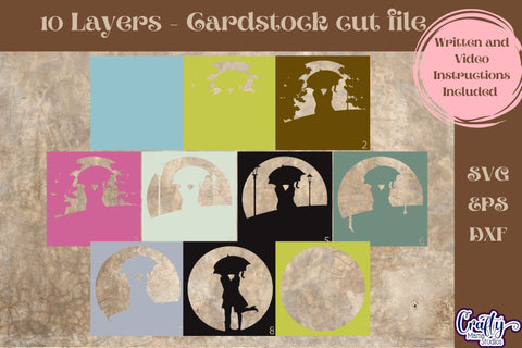 Spring Rain Svg Shadow Box, 3D Couple Walking In Love SVG SVG Crafty Mama Studios 