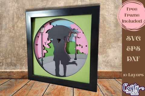 Spring Rain Svg Shadow Box, 3D Couple Walking In Love SVG SVG Crafty Mama Studios 