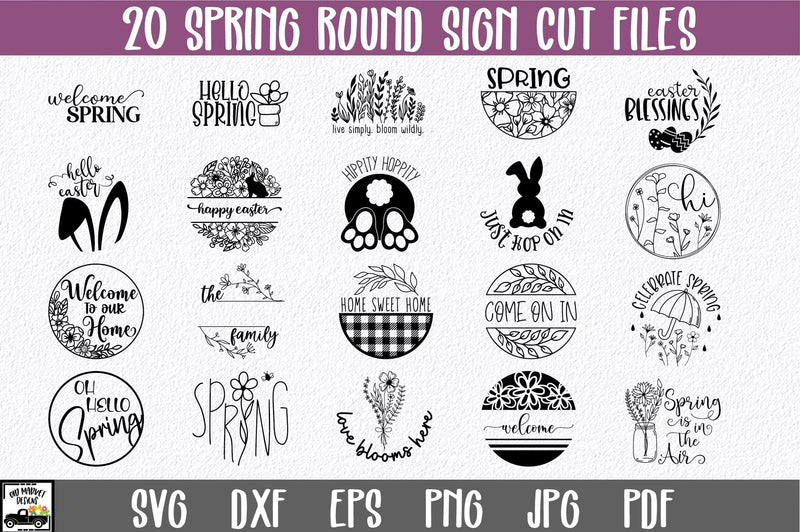 Spring Round Sign Design Bundle - Easter SVG Bundle - So Fontsy