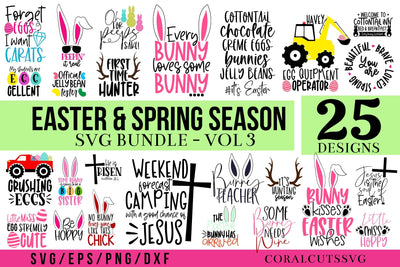 Spring Season & Easter SVG Bundle Design SVG CoralCutsSVG 