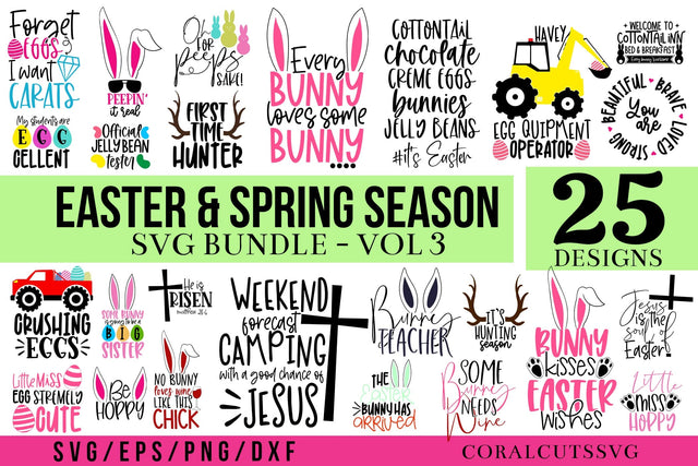 Spring Season & Easter SVG Bundle Design SVG CoralCutsSVG 