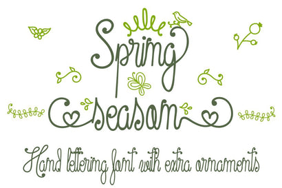 Spring Season script mono line font with decorations Font Illustrator Guru 
