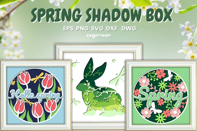 Spring Shadow Box | 3D Layered SVG | Lightbox - So Fontsy