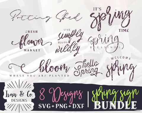 Spring Sign SVG Bundle | Farmhouse Sign Svg | Spring Svg | Commercial Use | Digital Cut Files | DXF PNG (2022b0201) SVG Ivan & Co. Designs 