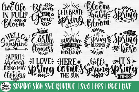 Spring sign SVG Bundle, Spring Shirt Svg for Cricut, Flower Market Svg, Hello Spring Bundle Svg Cut file, Welcome Spring Svg, Dxf, Png, Eps SVG Svgcraft 