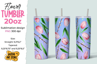 Spring Skinny tumbler sublimation design. Tulips flowers Sublimation Yustaf Art Store 