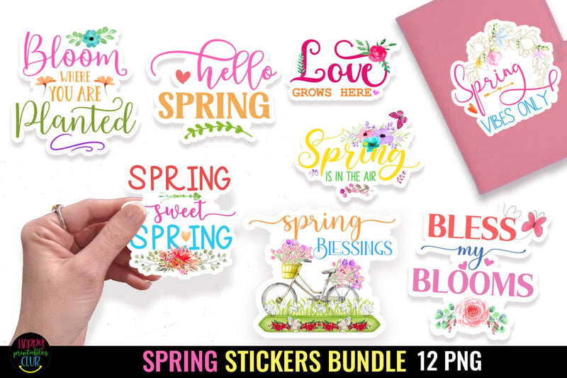 Spring Stickers Bundle I Printable Spring Stickers Pack - So Fontsy