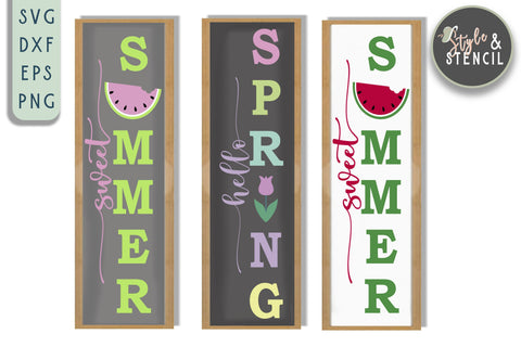 Spring Summer Porch Sign Mini Bundle SVG SVG Style and Stencil 