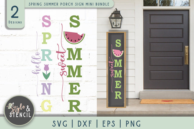 Spring Summer Porch Sign Mini Bundle SVG SVG Style and Stencil 
