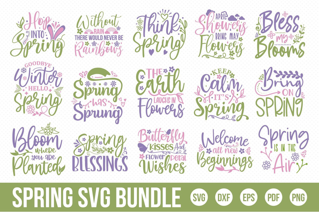 Spring SVG Bundle, Spring Quotes Bundle SVG - So Fontsy