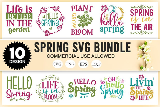 Spring Svg Bundle.Hello Spring Bundle svg Cut file, SVG Designangry 