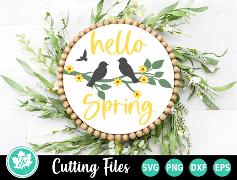 Spring SVG | Hello Spring Bird Door Hanger SVG TrueNorthImagesCA 