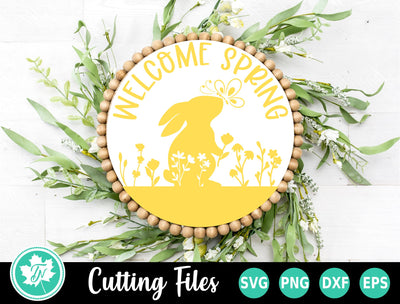 Spring SVG | Hello Spring Bunny Door Hanger SVG TrueNorthImagesCA 
