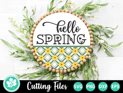 Spring SVG | Hello Spring Plaid Door Hanger SVG TrueNorthImagesCA 