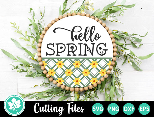 Spring SVG | Hello Spring Plaid Door Hanger SVG TrueNorthImagesCA 