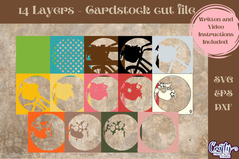 Spring Svg Shadow Box, 3D Layered Bicycle Flower Basket File SVG Crafty Mama Studios 