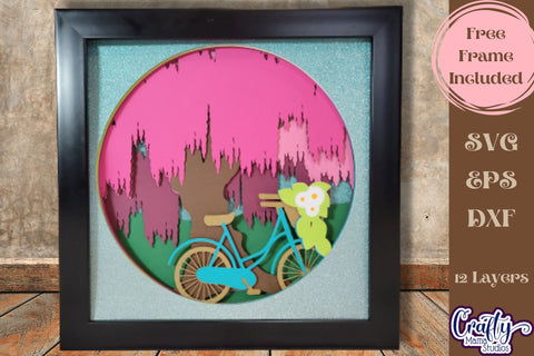 Spring Svg Shadow Box, 3D Layered Bicycle Willow Tree File SVG Crafty Mama Studios 