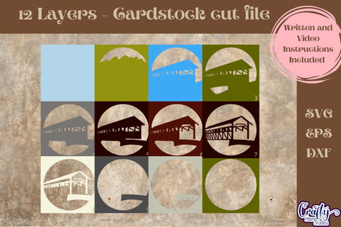 Spring Svg Shadow Box, 3D Layered Covered Bridge Cut File SVG Crafty Mama Studios 