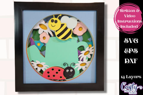Spring Svg Shadow Box, 3D Layered Flowers Garden Bugs File SVG Crafty Mama Studios 