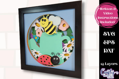 Spring Svg Shadow Box, 3D Layered Flowers Garden Bugs File SVG Crafty Mama Studios 