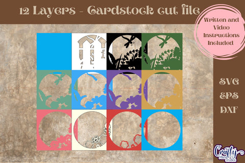 Spring Svg Shadow Box, 3D Layered Garden Fence Cut File SVG Crafty Mama Studios 
