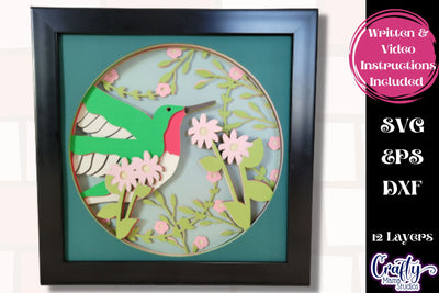 Spring Svg Shadow Box, 3D Layered Hummingbird Floral File SVG Crafty Mama Studios 