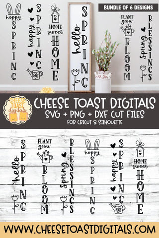 Spring SVG | Spring Vertical Porch Sign SVG Bundle SVG Cheese Toast Digitals 