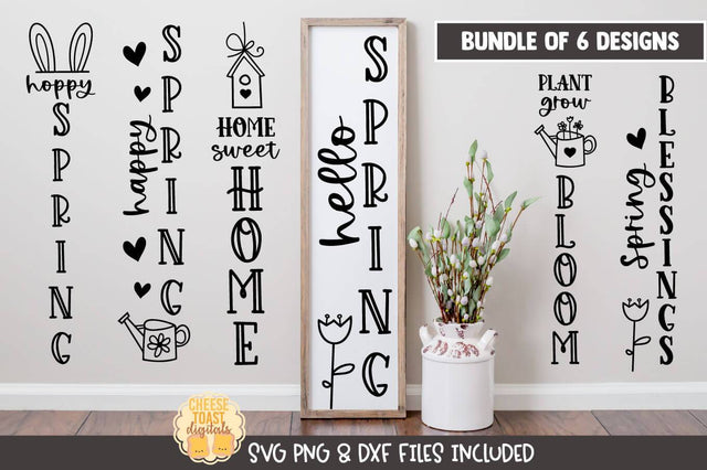 Spring SVG | Spring Vertical Porch Sign SVG Bundle SVG Cheese Toast Digitals 