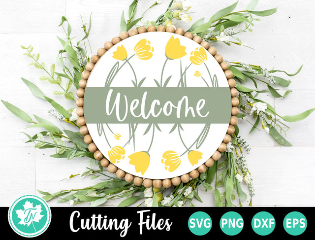 Spring SVG | Welcome Flower Door Hanger SVG TrueNorthImagesCA 