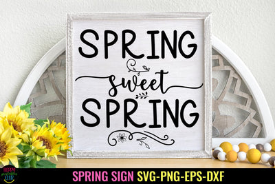 Spring Sweet Spring I Spring Door Sign SVG I Spring Sign SVG SVG Happy Printables Club 