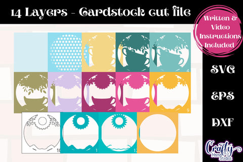 Spring Teacups Svg Shadow Box, 3D Layered Teacup And Flowers SVG Crafty Mama Studios 