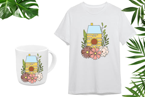 Spring time illustration - house composition sublimation Sublimation LuckyTurtleArt 